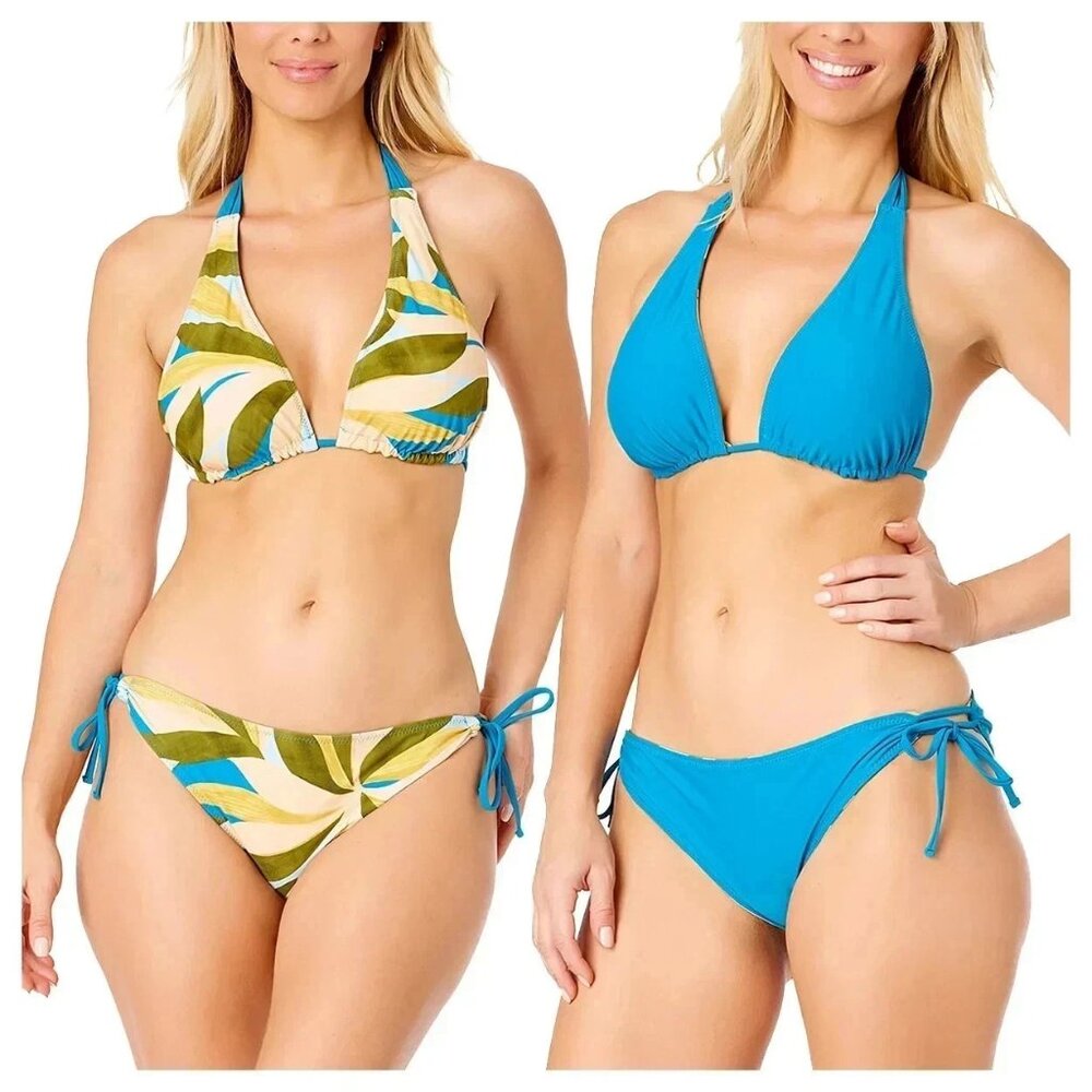 Hurley Women's Size XL UPF 50 Teal Reversible 2 Piece Bikini Swimsuit NWT